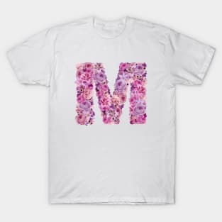 Pink Floral Letter M T-Shirt